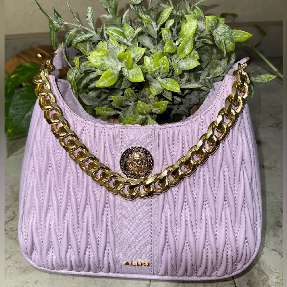 Aldo Lavender Shoulder Bag with Gold Chain